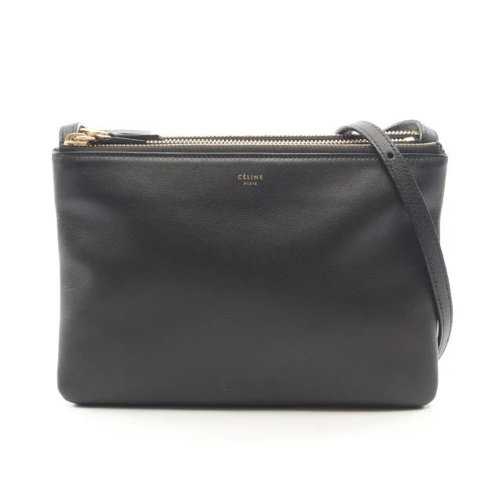 Celine TRIO Crossbody Bag Leather Black